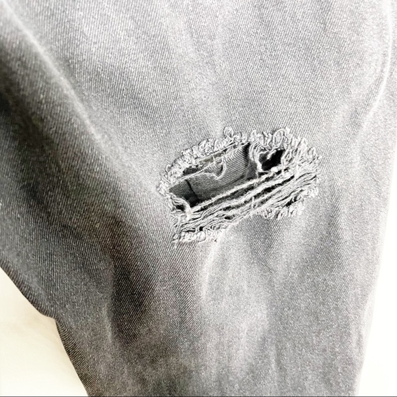 American Eagle Black Distressed Hem Straight Leg High Waist Black Jeans Size 4 - Picture 6 of 10